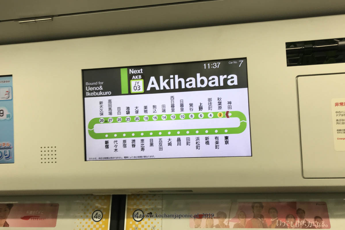 Wyświetlacz w pociągu informuje na do jakiej stacji dojeżdżamy